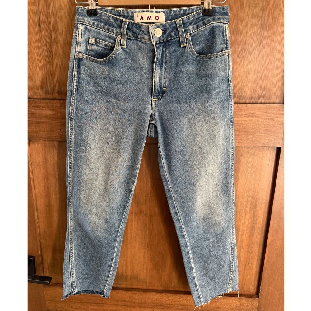 AMO Jeans Twist in Liberty Blue Jeans‎ Cropped Raw Hem Size 27 (23" inseam)